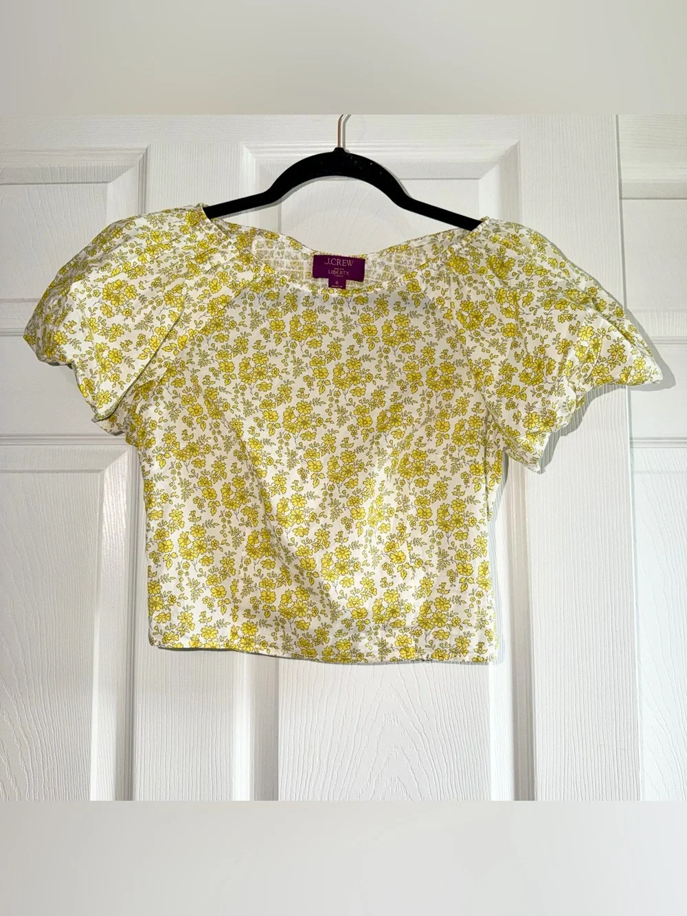 J. Crew Yellow Floral Puff-Sleeve Blouse